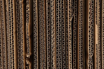 Sheets of brown corrugated cardboard as background, closeup - obrazy, fototapety, plakaty