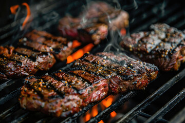 Fresh meat steak fried on the grill
