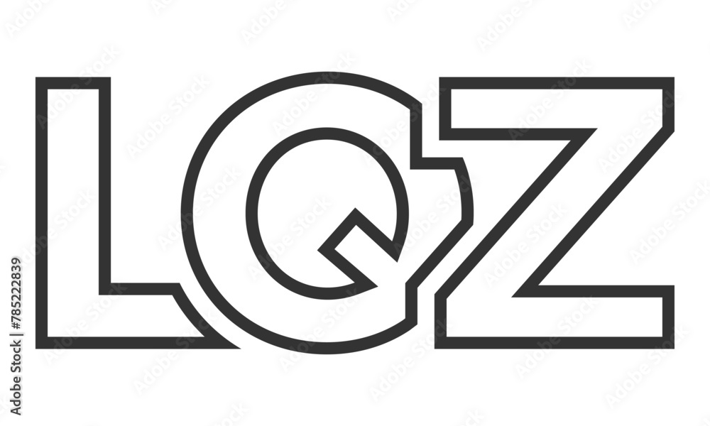 Poster lqz logo design template with strong and modern bold text. initial based vector logotype featuring s