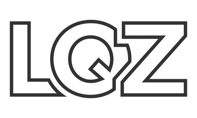 LQZ logo design template with strong and modern bold text. Initial based vector logotype featuring simple and minimal typography. Trendy company identity.