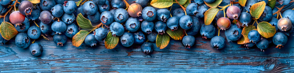 Vibrant Blueberry Harvest on Rustic Wooden Background