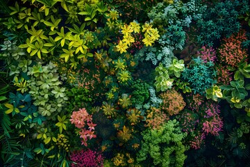 A lush green plant with many different colored leaves