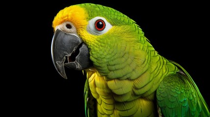 Majestic Amazon Parrot Portrait on solid background.