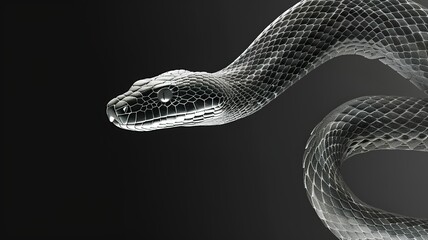 monochrome art of the side view of a snake, clean lines - obrazy, fototapety, plakaty