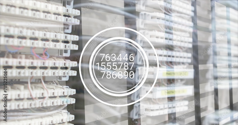 Poster image of numbers and data processing over computer servers