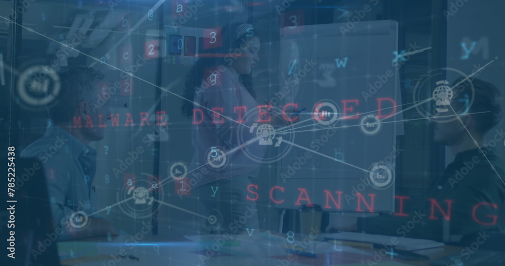 Poster a digital interface and network of connections over a hacker
