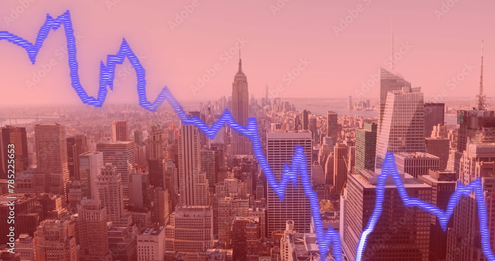 Poster image of cityscape over data processing