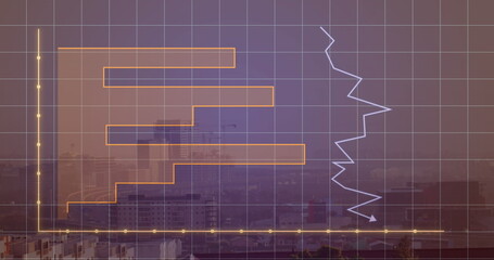 Image of cityscape over data processing