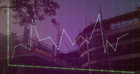 Image of building site over data processing