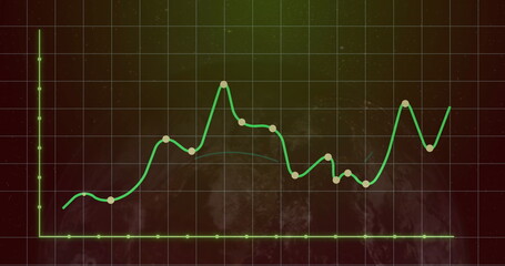 Image of globe over data processing