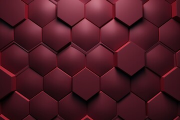 Maroon dark 3d render background with hexagon pattern