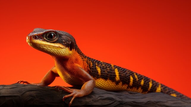Fire Skink Close-Up on solid background.