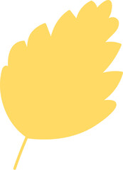 Autumn tree wide leaf, herbarium silhouette. Bright autumn golden foliage flat illustration. Simple cartoon vector hand drawn isolated on white background