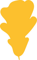 Dried oak tree leaf, herbarium silhouette. Bright autumn golden foliage flat illustration. Simple cartoon vector hand drawn isolated on white background