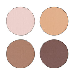3D rendering of four eyeshadow palettes in various shades of brown