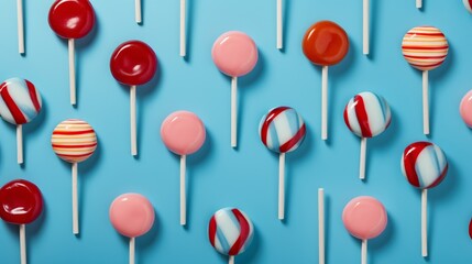 Delicious Blow Pops Candy on solid background.