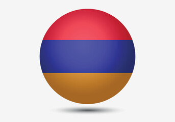 Flag of Armenia. Button flag icon. 3d icon. The circle icon. Vector illustration.