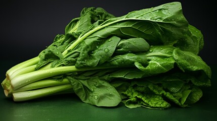 Vibrant Chinese Broccoli on solid background.