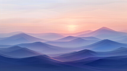 Fototapeta premium Abstract colorful hills with a pastel sunset gradient