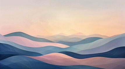 Abstract hills in soft pastel hues with wave patterns