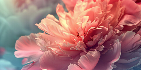 Beautiful peach colored peony spring flower