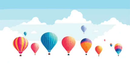 Photo sur Plexiglas Montgolfière A group of colorful hot air balloons drifting graceful