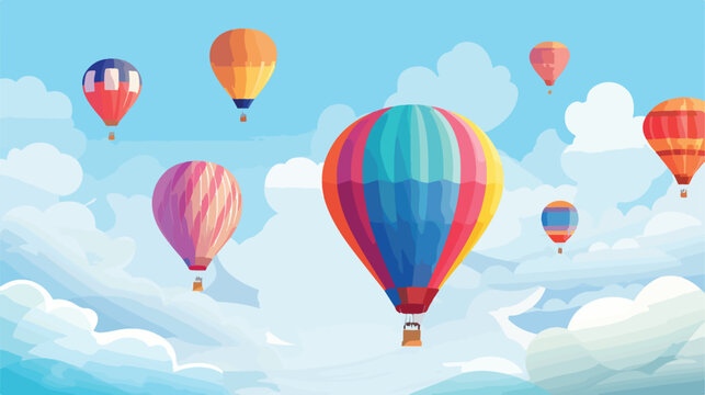 A group of colorful hot air balloons drifting graceful