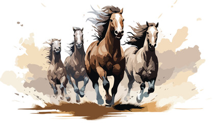 A group of horses galloping across a field flat vector