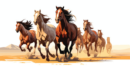 A group of horses galloping across a field flat vector