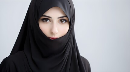 Naklejka premium Portrait of a veiled woman wearing burqa isolated on white background