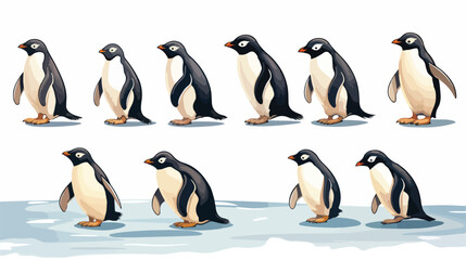 A group of penguins waddling across the ice flat vector