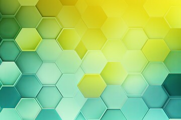 Mint Green and yellow gradient background with a hexagon pattern in a vector illustration