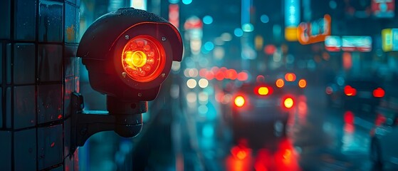 City Watch: Evening Traffic Under Surveillance. Concept City Traffic, Evening Surveillance, Urban Monitoring, Safety Measures, Traffic Management