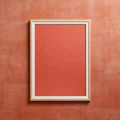 Mockup Frame Poster on Orange Wall Texture. Blank Frame for Art on Textured Surface. Generative AI