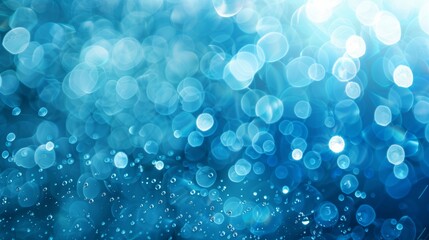 Bokeh Effect with Water Droplets on Blue Background