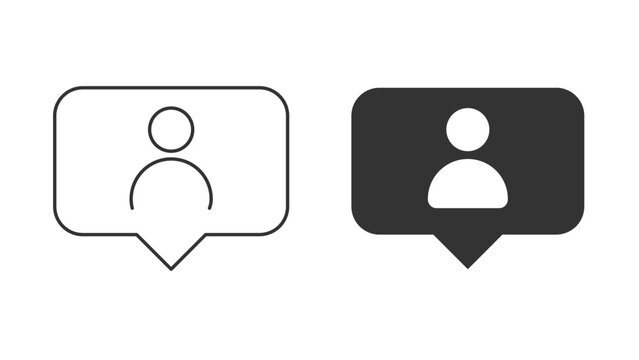 Profile Icon With Stroke and Silhouette Shapes