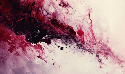 A deep red and purple abstract painting, with a splash of white paint in the center.