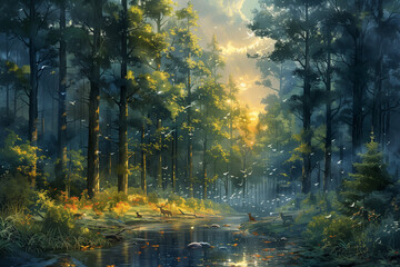 postcard cover autumn in the forest