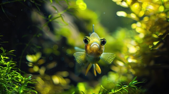 Cute fish with vegetation  , Generative ai,
