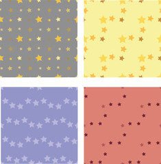 Collection with seamless patterns with stylish stars. Vector image.