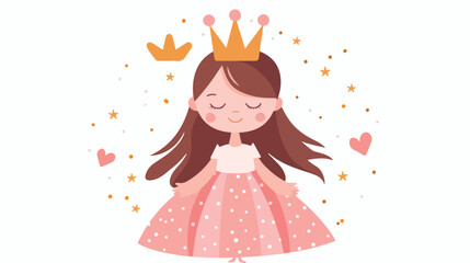 Vector single Little Princess in crown poster art.