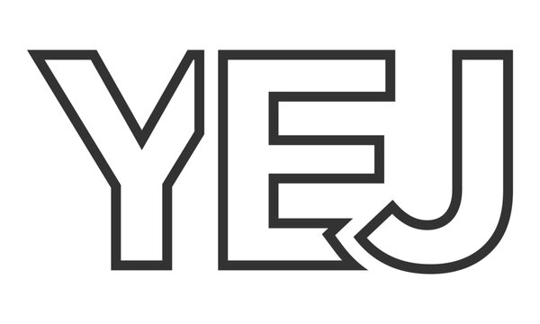 YEJ logo design template with strong and modern bold text. Initial based vector logotype featuring simple and minimal typography. Trendy company identity.