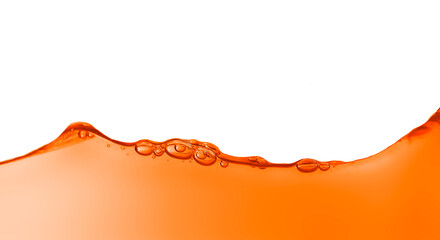 Orange juice splash and bubbles  ripple isolated on white background.