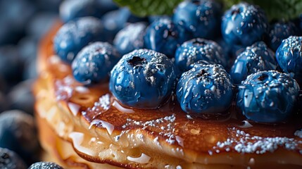 Close-up of a Blueberry Pancakes, Culinary art, Gourmet pancake