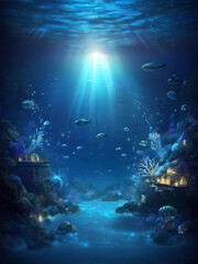 Obraz premium World Oceans Day illuminates our global commitment to marine conservation against the backdrop of a vast, majestic sea