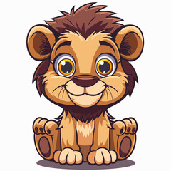 Cute cartoon lion. Vector illustration isolated on a white background.