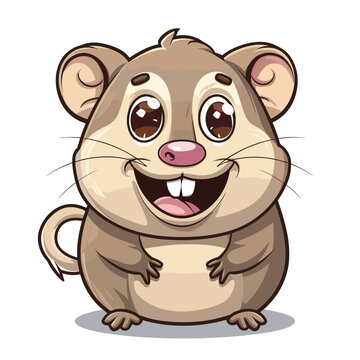 Happy hamster cartoon isolated on a white background. Vector illustration.