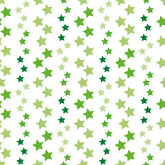 Seamless pattern with festive green stars on white backgound. Vector image.