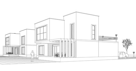 modern modular house 3d illustration	
