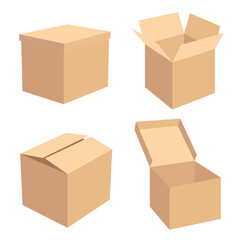 Cardboard Boxes Isolated on White Background